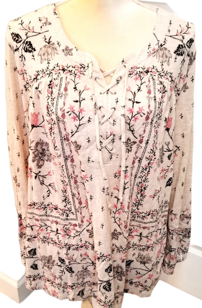 Style & Co Casual Blouse XL pink floral
